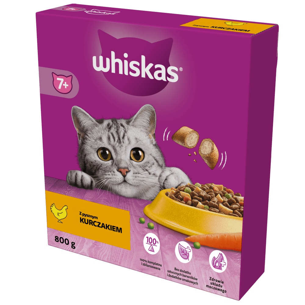 WHISKAS® Senior Sucha Karma z Pysznym Kurczakiem 800g - 1