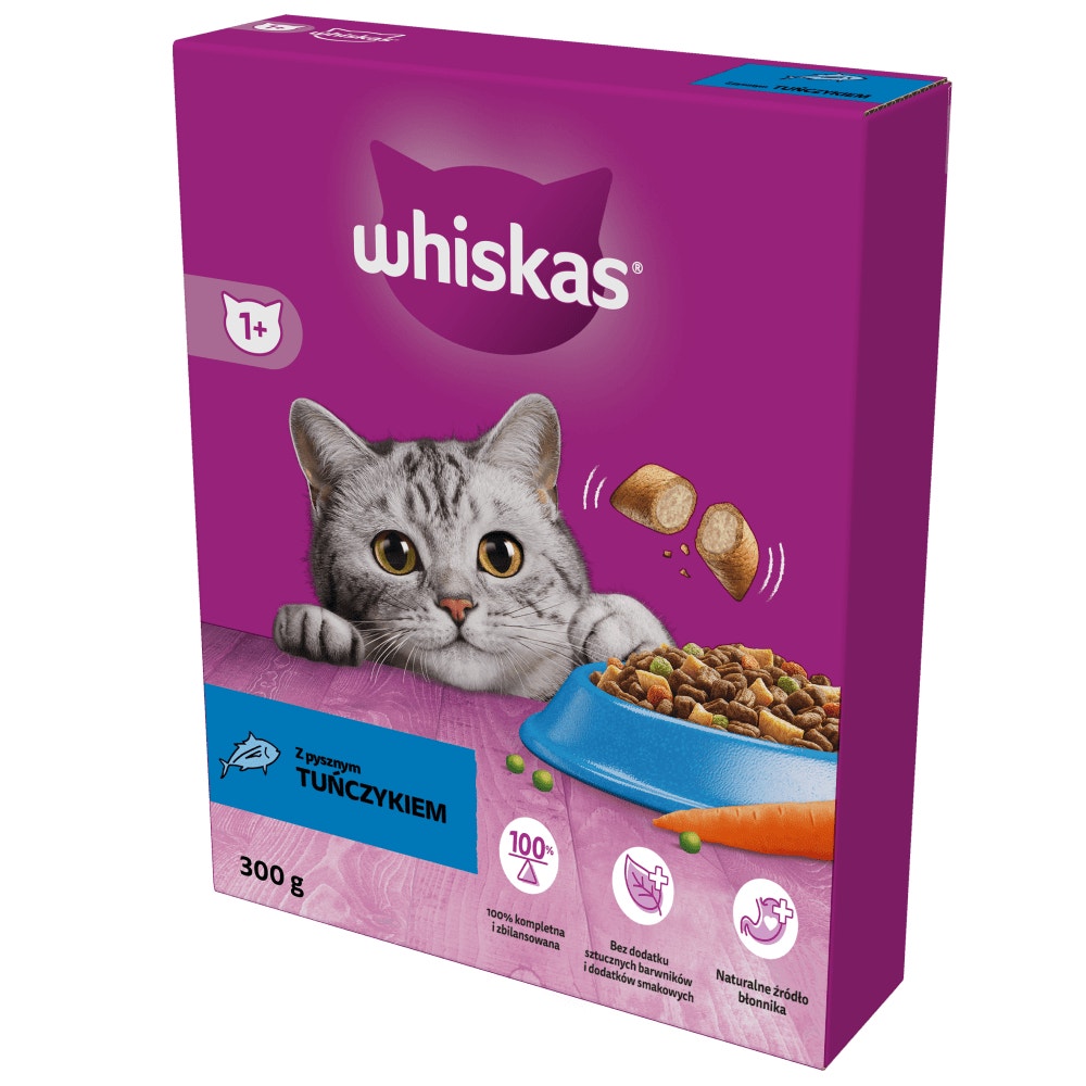 WHISKAS® Sucha Karma z Pysznym Tuńczykiem 300g, 1.4kg, 1.9kg, 7kg & 14kg - 1