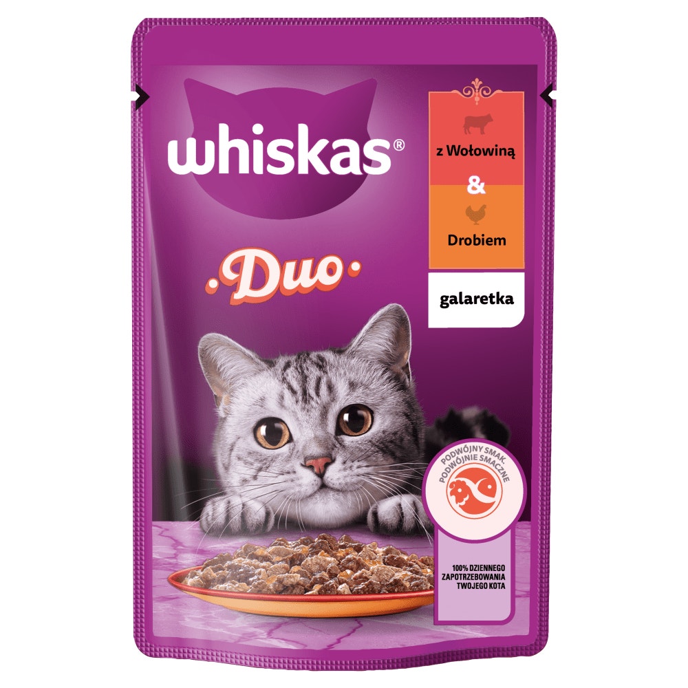 WHISKAS® Duo z Wołowiną i drobiem w galaretce 85g​ - 1