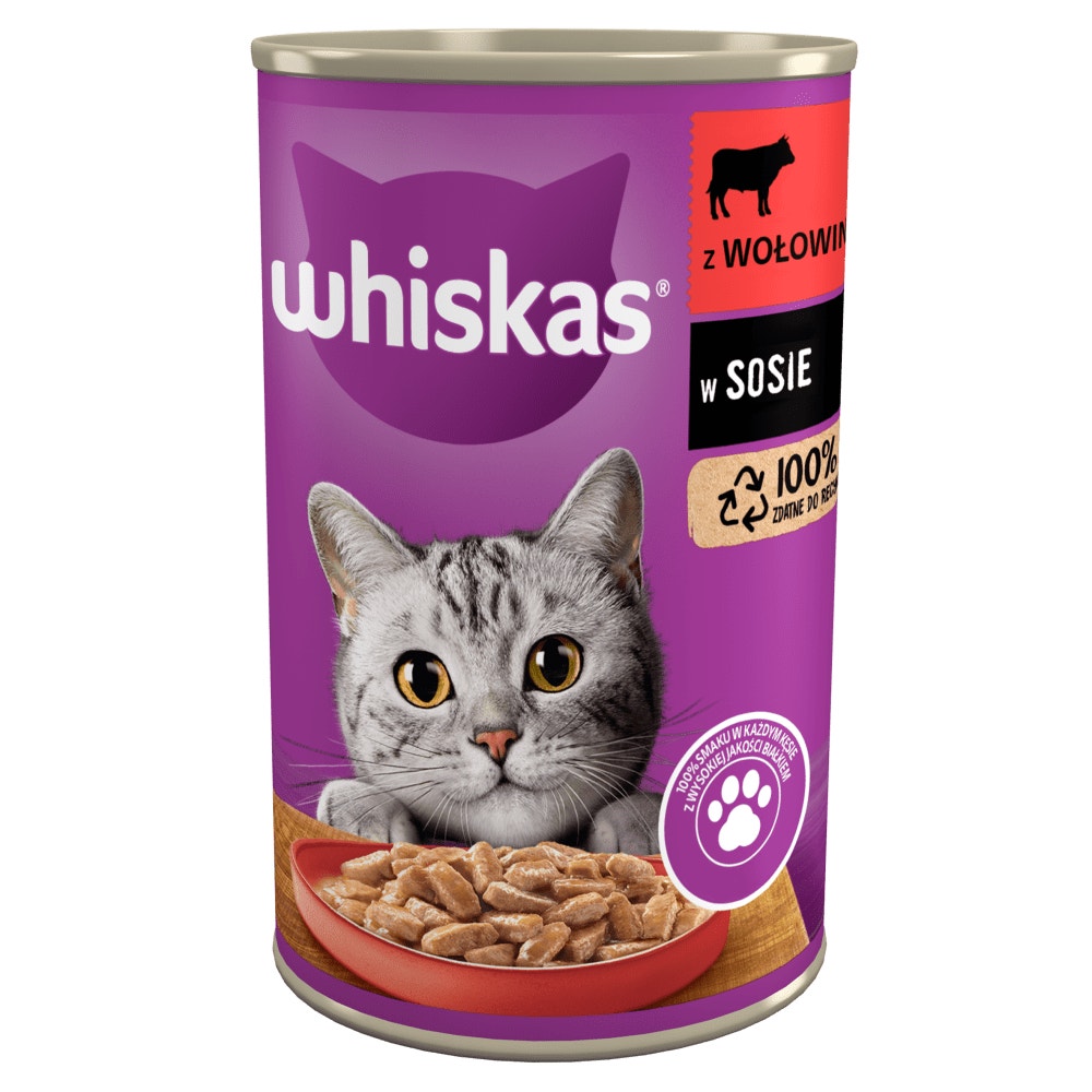 WHISKAS® Mokra karma z Wołowiną w sosie 400g - 1