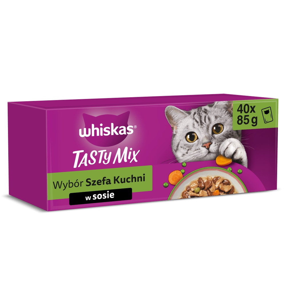 WHISKAS® Tasty Mix Karma mokra Wybór Szefa Kuchni w sosie, 40 x 85 g - 1