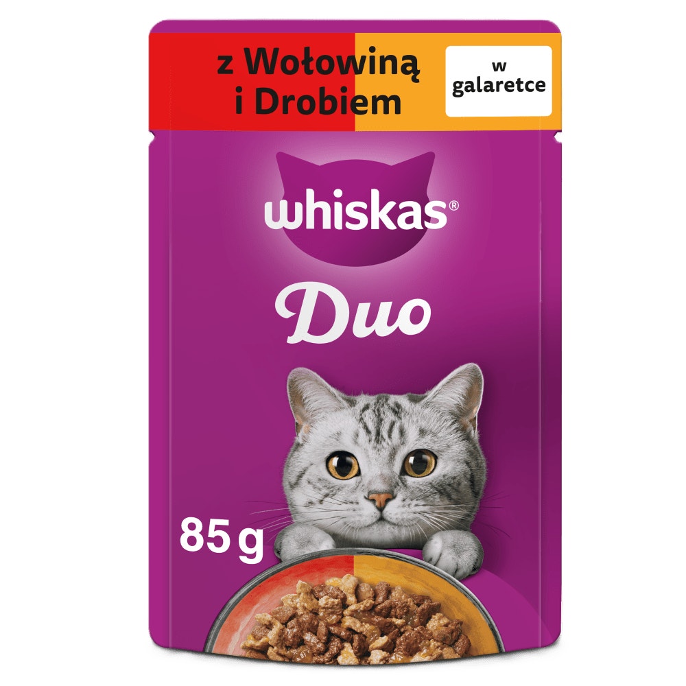 WHISKAS® Duo Karma mokra z Wołowiną i Drobiem w galaretce, 85 g - 1